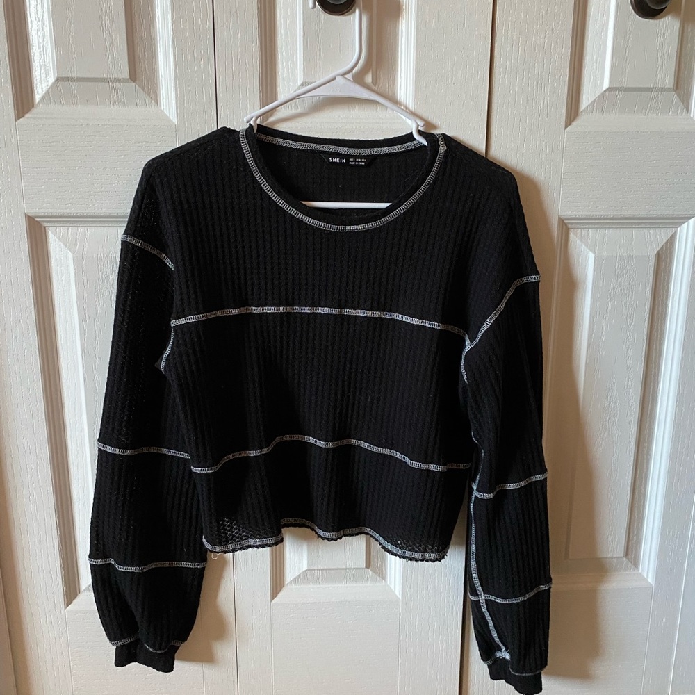 STRIPED WAFFLE KNIT SHEIN TOP